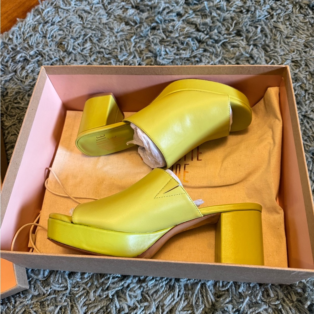 Charlotte Stone Lime Green Rian Heel Mules